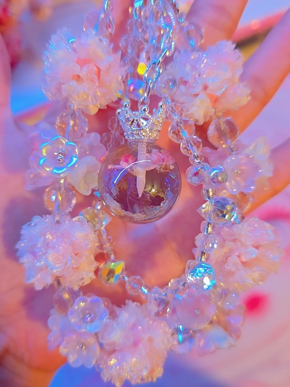 Delicate Pink Floral Bag Chain - Picture 1 of 3
